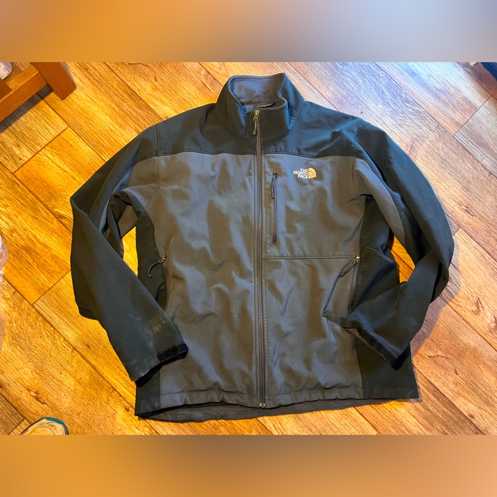 Mens NORTHFACE TwoTone Gray Apex Soft Shell Full Zip Jacket Sz XL Fleece Lined